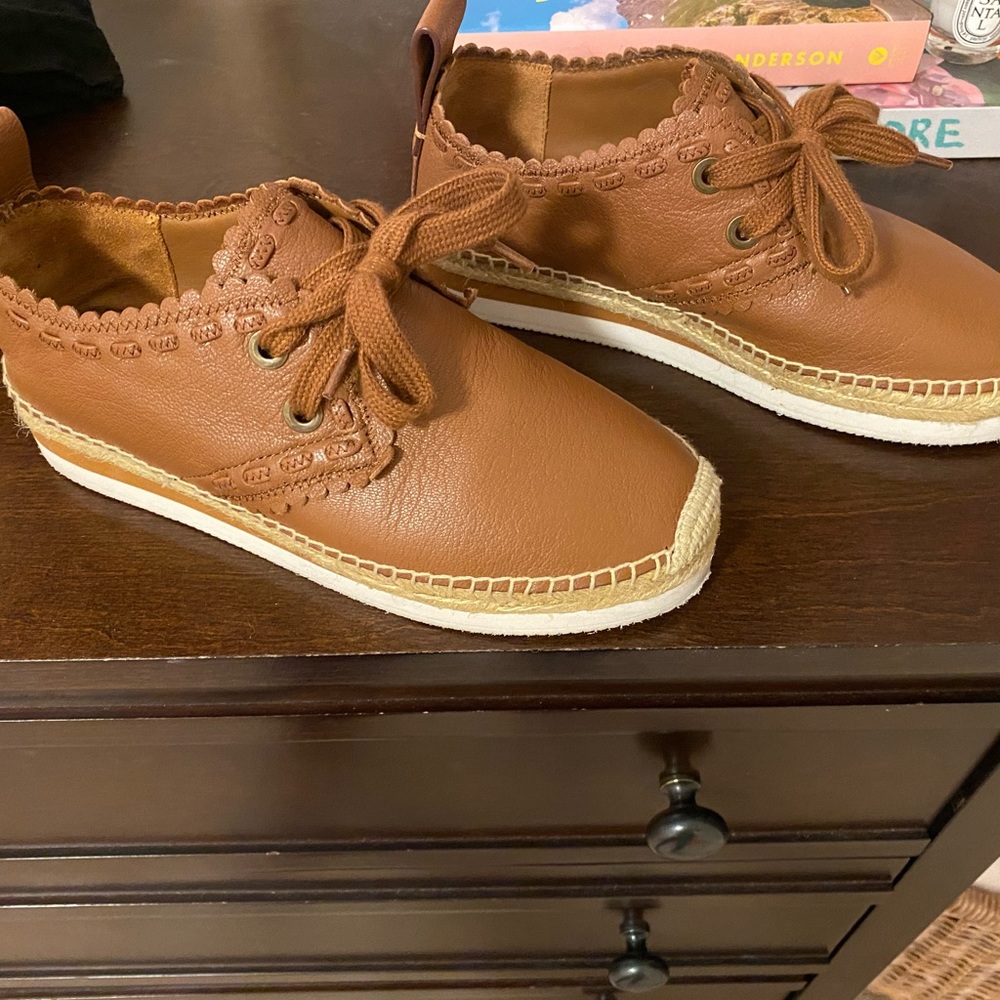 See by Chloe Espadrille sneakers, Dark Tan/Chestnut Color, Size 38